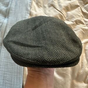 Boston Scally Company Olive Green Herringbone Flat Cap Size Small